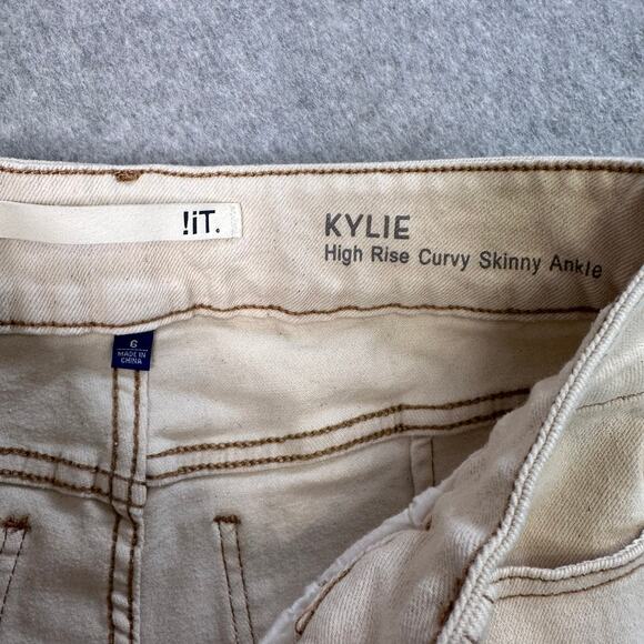 liT Kylie High Rise Curvy Skinny Ankle Jeans Womens Tan/Cream 6 Frayed Hem Work - Picture 4 of 12